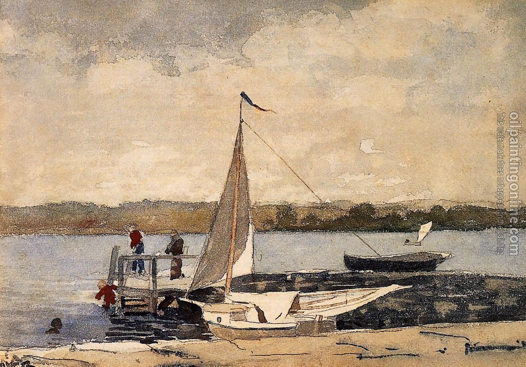 Homer, Winslow - A Sloop at a Wharf, Gloucester